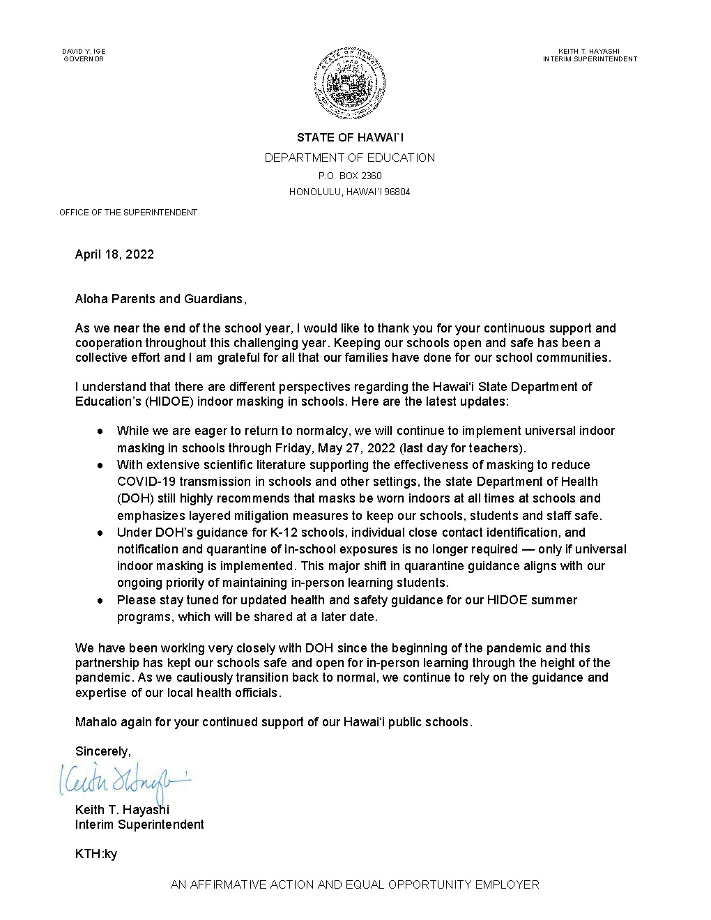 parent letter